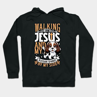 Jesus and dog - Russian Spaniel Hoodie